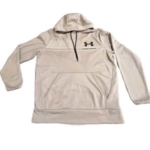 Under Armour Hoodie‎ Mens Medium Tan UA Coldgear Loose Fit L/S Hooded Sweatshirt
